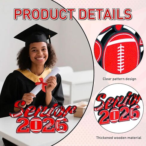 Football 2026 Senior Sign Graduation Table Centerpieces for High School and College Sports Player Team Party Decorations - 13.19"x 5.75"x 0.39" in Saudi Arabia