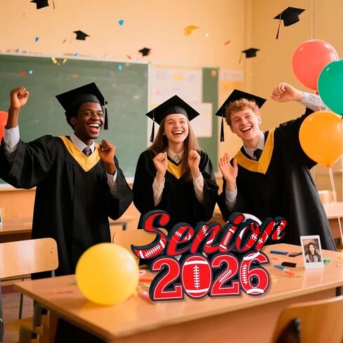 Football 2026 Senior Sign Graduation Table Centerpieces for High School and College Sports Player Team Party Decorations - 13.19"x 5.75"x 0.39" in Saudi Arabia