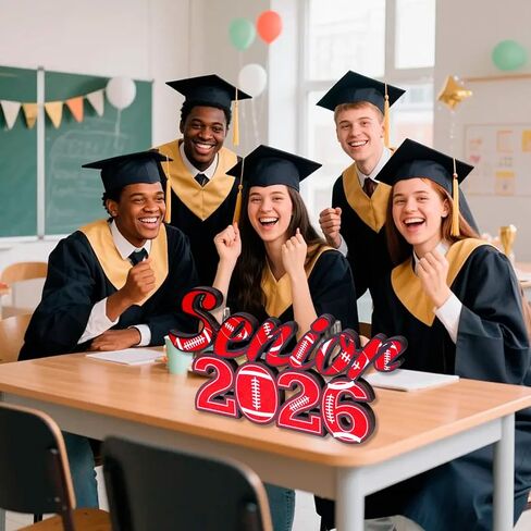 Football 2026 Senior Sign Graduation Table Centerpieces for High School and College Sports Player Team Party Decorations - 13.19"x 5.75"x 0.39" in Saudi Arabia