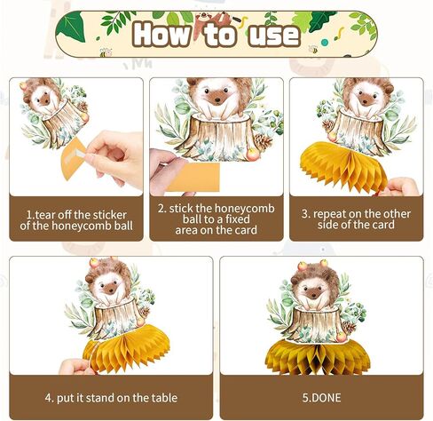 10-Piece Woodland Baby Shower Honeycomb Centerpieces with Welcome Baby Banner – Forest Animals Table Decorations for Baby Shower, Gender Reveal, Birthday Parties, and Rustic Woodland Theme Decor in Saudi Arabia