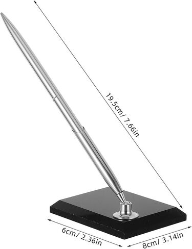 TEHAUX Desk Signing Pen with Black Acrylic Base and Silver Metal Ballpoint, Business Counter Sign-in Pen for Wedding Guest Book and Office Reception Use in Kuwait