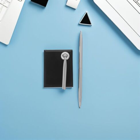 TEHAUX Desk Signing Pen with Black Acrylic Base and Silver Metal Ballpoint, Business Counter Sign-in Pen for Wedding Guest Book and Office Reception Use in Kuwait