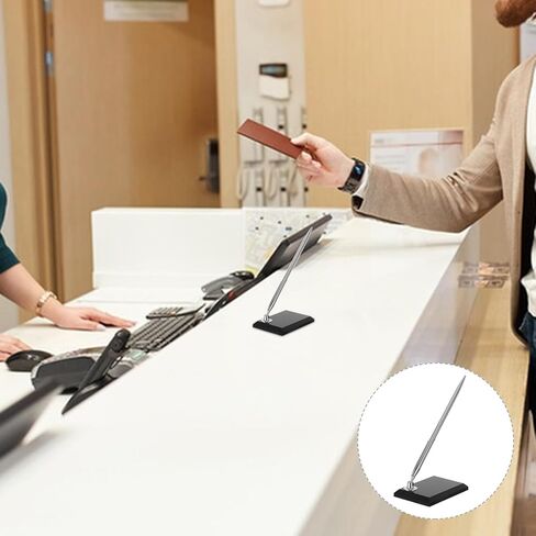 TEHAUX Desk Signing Pen with Black Acrylic Base and Silver Metal Ballpoint, Business Counter Sign-in Pen for Wedding Guest Book and Office Reception Use in Kuwait