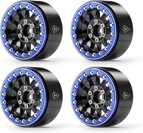 Treal 1.9 beadlock wheels (4P-Set) Alloy Crawler Wheels for 1:10 RC Scale Truck (Black-black) in Saudi Arabia