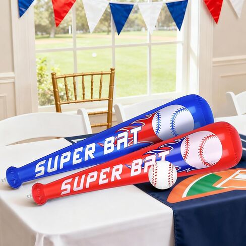 Fovths 8 Sets Inflatable Baseball Bats and Baseballs Set 22 Inch Inflate Baseballs with Mini Foam Sports Stress Ball for Sports Theme Birthday Party Favors in Saudi Arabia