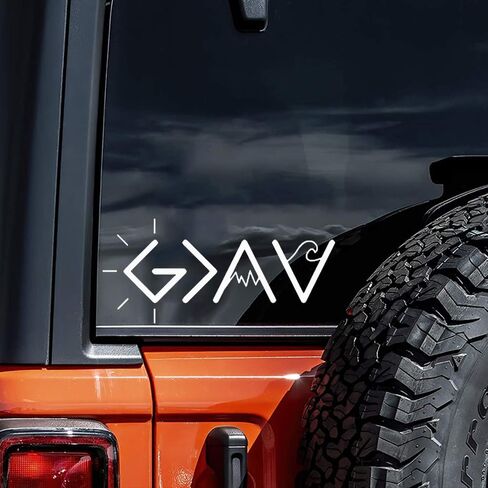2pcs God is Greater Than The Highs and Lows Vinyl Stickers, 7.08"x3.15", Durable & Weatherproof Religious Decals for Cars, Motorcycles, Windows and More, Self-Adhesive, Easy to Apply |CZ255 (White) in Saudi Arabia