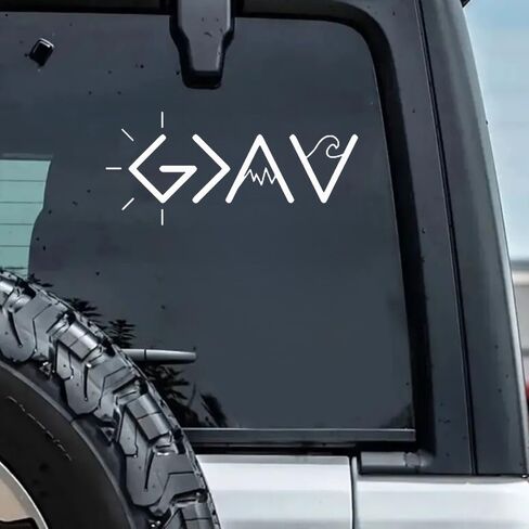 2pcs God is Greater Than The Highs and Lows Vinyl Stickers, 7.08"x3.15", Durable & Weatherproof Religious Decals for Cars, Motorcycles, Windows and More, Self-Adhesive, Easy to Apply |CZ255 (White) in Saudi Arabia