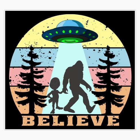 ملصق فينيل مغناطيسي Bigfoot UFO Alien Believe المغناطيسي مقاس 5 بوصة in Kuwait