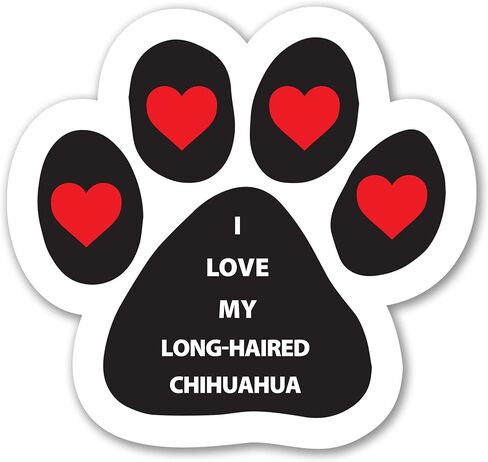 Magnet Me Up I Love My Long-Haired Chihuahua Car Magnet - 4x6 Inches Oval Shaped Magnetic Decal for Cars, Trucks & SUV Gifts for Dog Lovers - Full Color UV Printed, Weatherproof Vinyl, Made in the USA in Kuwait