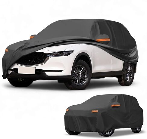 Car Cover Waterproof All Weather Sun Rain Protection Full Exterior Cover for Mazda CX-5 190T-PU Black with Left Side Zippers in Kuwait