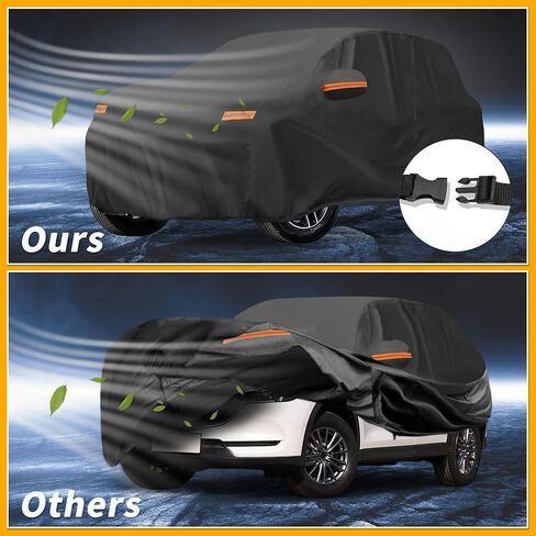 Car Cover Waterproof All Weather Sun Rain Protection Full Exterior Cover for Mazda CX-5 190T-PU Black with Left Side Zippers in Kuwait