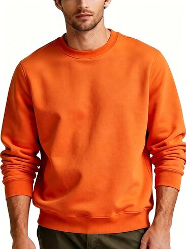 JIHUILAI Men's Crewneck Sweatshirt Plain Sweatshirts Athletic Workout Sweat Shirts Soft Long Sleeve Pullover Shirt in Saudi Arabia
