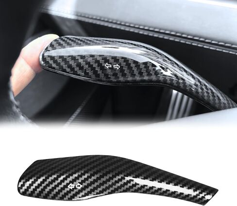 for Tesla Model Y Model 3 Steering Lever Cover ABS Protective Trim Interior Accessories(Red Carbon Pattern) in Kuwait