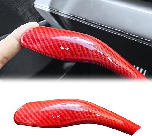 for Tesla Model Y Model 3 Steering Lever Cover ABS Protective Trim Interior Accessories(Red Carbon Pattern) in Kuwait