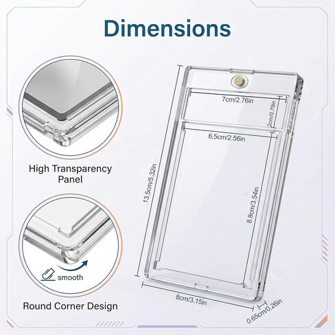 50 Pcs 35 Pt Acrylic Magnetic Card Holders, One Touch Graded Card Holders, Clear Hard Plastic Magnetic Card Cases for Sports Baseball Trading Card Storage and Display in Saudi Arabia