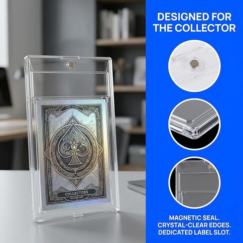 50 Pcs 35 Pt Acrylic Magnetic Card Holders, One Touch Graded Card Holders, Clear Hard Plastic Magnetic Card Cases for Sports Baseball Trading Card Storage and Display in Saudi Arabia