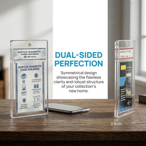50 Pcs 35 Pt Acrylic Magnetic Card Holders, One Touch Graded Card Holders, Clear Hard Plastic Magnetic Card Cases for Sports Baseball Trading Card Storage and Display in Saudi Arabia
