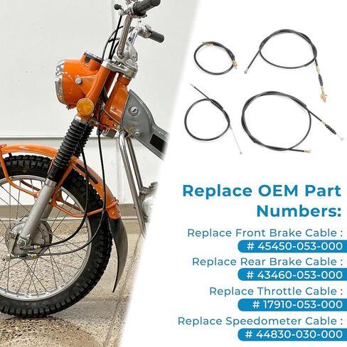 Motorcycle Brake Throttle Speedometer Cable Set Fit for 1966 1967 1968 Honda Trail 90 CT90 K0 Models Replace for 45450-053-000 in Kuwait