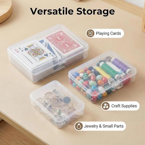 3 Pack Small Plastic Storage Boxes with Lids Durable Small Storage Box & Plastic Case Set, Universal Containers for Arts, Crafts, Beads, Jewelry & Office Card Holders in Saudi Arabia