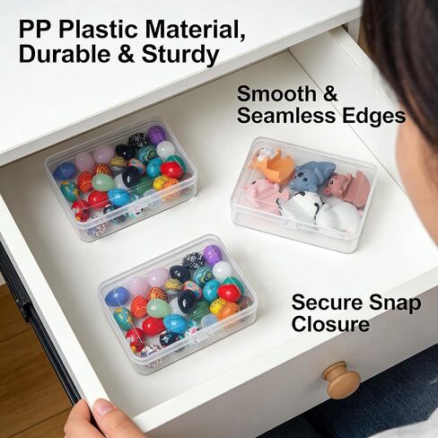 3 Pack Small Plastic Storage Boxes with Lids Durable Small Storage Box & Plastic Case Set, Universal Containers for Arts, Crafts, Beads, Jewelry & Office Card Holders in Saudi Arabia