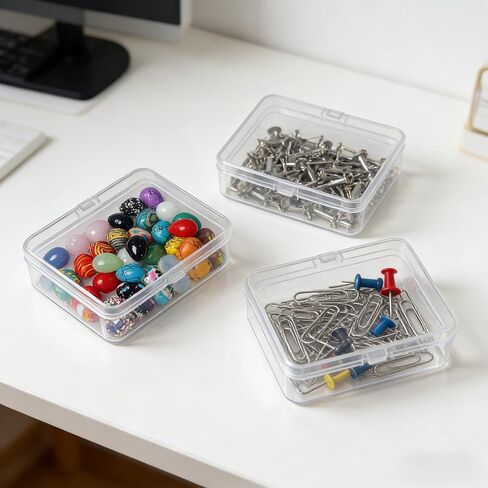 3 Pack Small Plastic Storage Boxes with Lids Durable Small Storage Box & Plastic Case Set, Universal Containers for Arts, Crafts, Beads, Jewelry & Office Card Holders in Saudi Arabia
