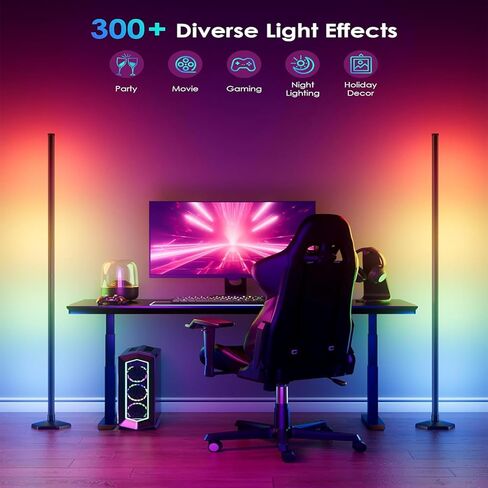 Corner Floor Lamp, 2 Pack LED Corner Lamp with App/Remote/Button Control, Smart RGB Floor Lamp with 16 Million DIY Colors & 68+ Scene, 300+ Scene, Music Sync for Living Room, Bedroom, Gaming Room in Saudi Arabia