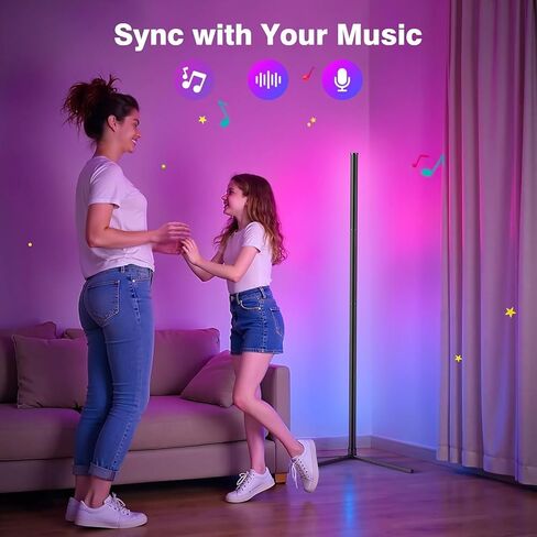 Corner Floor Lamp, 2 Pack LED Corner Lamp with App/Remote/Button Control, Smart RGB Floor Lamp with 16 Million DIY Colors & 68+ Scene, 300+ Scene, Music Sync for Living Room, Bedroom, Gaming Room in Saudi Arabia