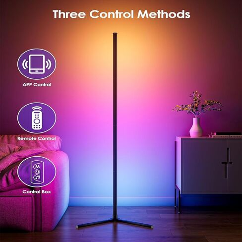 Corner Floor Lamp, 2 Pack LED Corner Lamp with App/Remote/Button Control, Smart RGB Floor Lamp with 16 Million DIY Colors & 68+ Scene, 300+ Scene, Music Sync for Living Room, Bedroom, Gaming Room in Saudi Arabia