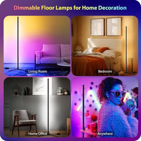 Corner Floor Lamp, 2 Pack LED Corner Lamp with App/Remote/Button Control, Smart RGB Floor Lamp with 16 Million DIY Colors & 68+ Scene, 300+ Scene, Music Sync for Living Room, Bedroom, Gaming Room in Saudi Arabia