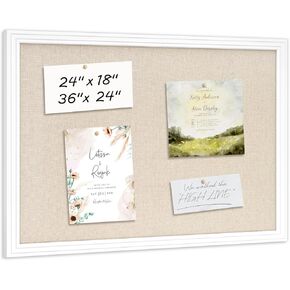 DOLLAR BOSS Linen Bulletin Board 24" x 18", Decorative Cork Boards for Walls with White Wood Frame, Premium Fabric Pin Board for Office, Home & School Room Decor, White in Kuwait