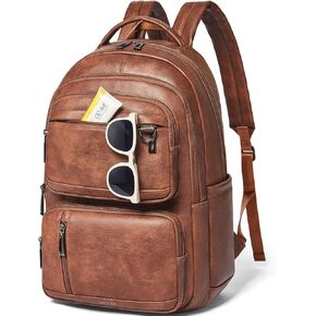 LATMAP Backpack Purse For Women Men Leather 17 16 15.6 Inch Laptop School Travel College Book Bag Work Diaper Nurse Teacher Handbag Large Brown in Kuwait