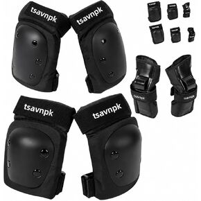Adult Knee and Elbow Pads Set with Wrist Guards – Skateboarding Protective Gear for Adults,Youth,Kids, Adjustable Protective Pads for Roller Skating, BMX, Cycling (Black) in Saudi Arabia