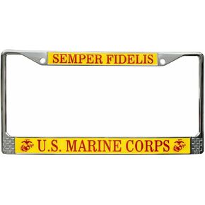 Officially Licensed US Marine Corps (USMC) License Plate Frame | Perfect Veteran, Marine & Military Gift | Semper Fidelis | Stainless Steel Metal Frame | Old Dominion LLC in Saudi Arabia