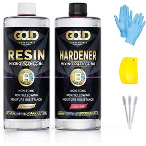 Epoxy Resin 64 oz for Arts, Crafts, Casting Coating - Crystal Clear, Self-Leveling, Non-Toxic, No BPA (32 oz Resin + 32 oz Hardener) (1.88L) in Saudi Arabia