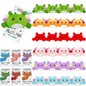 24 Sets End of Year Gifts Bulk Axolotl Keychain Plush Toys Axolotls Stuffed Animal Plushie Doll Ornament with Gift Cards for End of the School Year Graduation Classroom Prize Goodie Bag Stuffers in Saudi Arabia