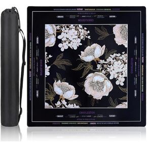 Mahjong Mat (33"x33") - Non-Slip Noise Reduction Gaming Mat for American Mahjong，Anti-Scratch Table Protector with Storage Bag (Black Gold Peony, 31.5"x31.5") in Saudi Arabia