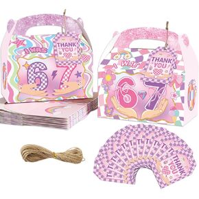 READIGO Pink 6 7 Birthday Party Favor Boxes, 12PCS I Was 6 Now I’m 7 Gift Boxes with Thank You Tags in Saudi Arabia