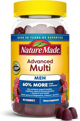 Nature Made Advanced Multivitamin Gummies for Him with Magnesium Citrate, Calcium & All 8 B Vitamins, Multivitamin for Men, 90 Gummies, 30 Day Supply in Saudi Arabia