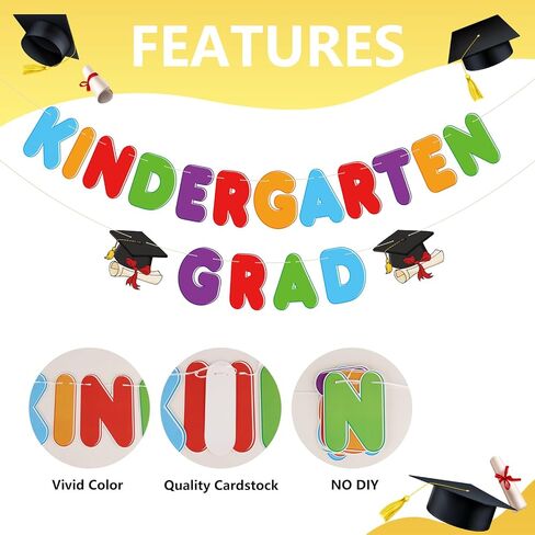 Kindergarten Graduation Decorations Banner Hanging Swirls 2026 Pre-Assembled Kindergarten Grad Hanging Banners Garlands Swirls Graduation Party Decorations for Mantle,Porch,Classroom in Kuwait