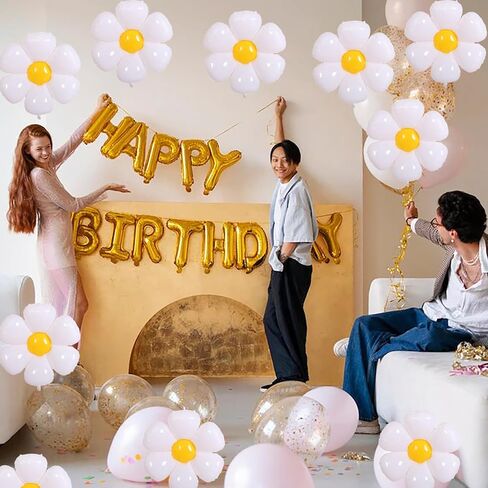 20 Pieces Daisy Balloons, Daisy Balloons, for Daisy Birthday Decorations, Baby Shower, Wedding, Baby Shower in Saudi Arabia