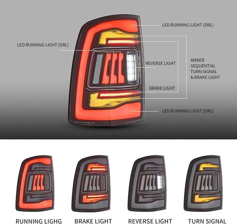 مصابيح خلفية LED من VLAND لـ 2019-2024 دودج رام 2500 / رام 3500، لطراز هالوجين المصنع وLED بدون نقطة عمياء، وليس لذاكرة الوصول العشوائي 1500 in Kuwait