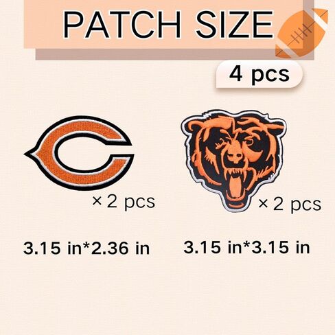 4 Pcs Cool Rugby Sports Embroidery Patches Football Fans Embroidered Badges Team Logo Patch for Sew On/Iron On Fabric Stickers Applique for Clothes, Backpacks,Hat,Jeans,Sportswear,Orange Bear in Saudi Arabia