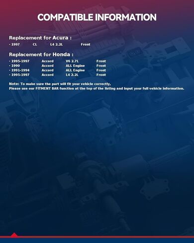 دوارات أمامية KAX مقاس 10.23 بوصة لسيارة Honda Accord 1990-1994، 1995-1997 2.2L، 1995-1997 2.7L، Acura CL 1997 2.2L in Kuwait