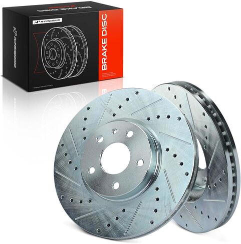 A-Premium 11.81 Inch (300mm) Front Drilled and Slotted Disc Brake Rotors Set Compatible with Select Ford and Lincoln Models - Fusion 2013-2020, MKZ 2013-2016 2-PC Set in Kuwait