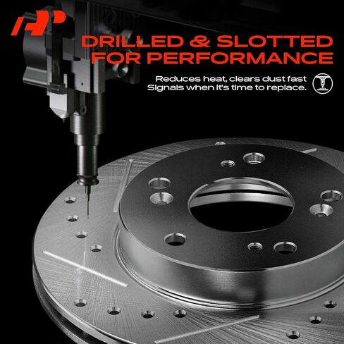 A-Premium 11.81 Inch (300mm) Front Drilled and Slotted Disc Brake Rotors Set Compatible with Select Ford and Lincoln Models - Fusion 2013-2020, MKZ 2013-2016 2-PC Set in Kuwait