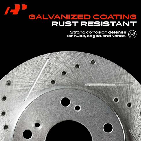 A-Premium 11.81 Inch (300mm) Front Drilled and Slotted Disc Brake Rotors Set Compatible with Select Ford and Lincoln Models - Fusion 2013-2020, MKZ 2013-2016 2-PC Set in Kuwait