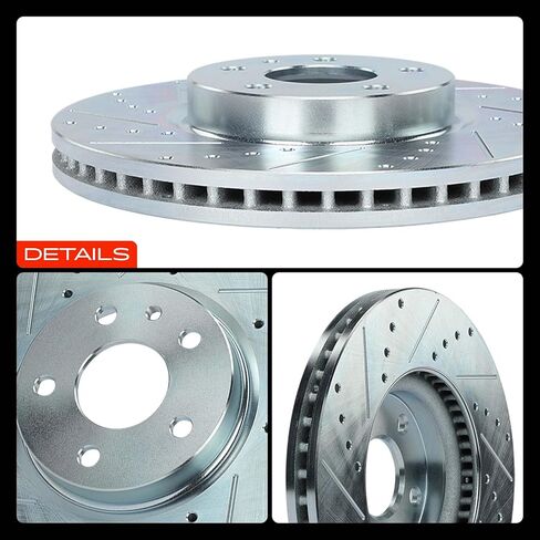 A-Premium 11.81 Inch (300mm) Front Drilled and Slotted Disc Brake Rotors Set Compatible with Select Ford and Lincoln Models - Fusion 2013-2020, MKZ 2013-2016 2-PC Set in Kuwait