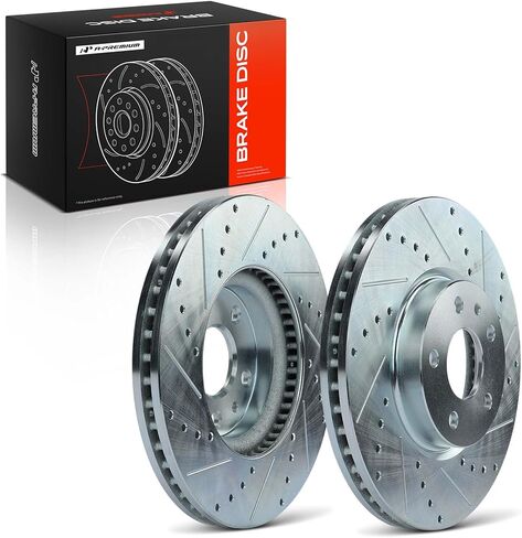 A-Premium 11.81 Inch (300mm) Front Drilled and Slotted Disc Brake Rotors Set Compatible with Select Ford and Lincoln Models - Fusion 2013-2020, MKZ 2013-2016 2-PC Set in Kuwait