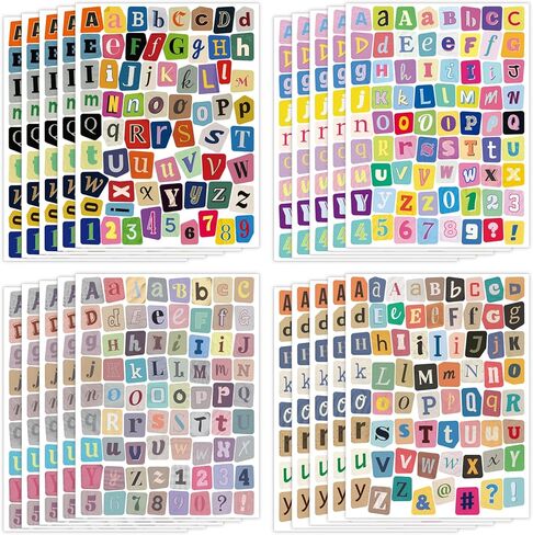 828 PCS Letter Stickers for Scrapbooking, 12 Sheets Magazine Alphabet Stickers, Self-Adhesive Vinyl Small Ransom Stickers for Journaling Junk Journal Laptop Water Bottles DIY Crafts Decor Supplies in Saudi Arabia