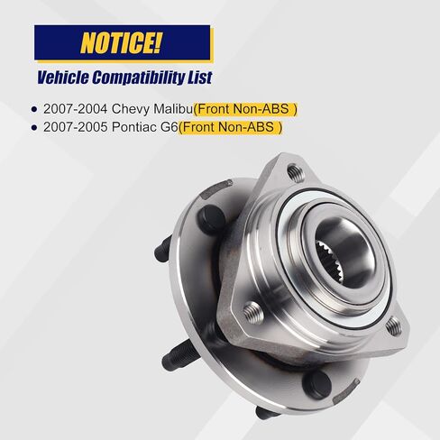 KUSATEC 513215 2pcs Front Wheel Bearing and Hub Assembly Compatible with 2007-2004 Chevy Malibu, 2007-2005 Pontiac G6, 5 Lug Bolts without ABS in Kuwait
